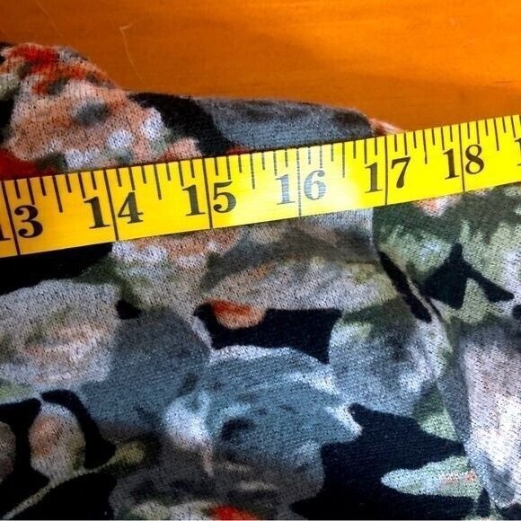 Bobeau Womens Large Black Multicolor Floral Knit Tie Knit Back w/ Sheer Sweater - Picture 13 of 15